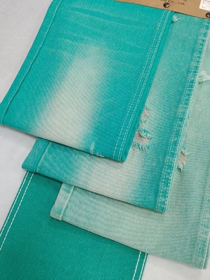 satın al Fancy APPLE GREEN Color Left Twill Style 10.6oz Denim Fabric With 10*7 Construction  JSD3023FG For Jeans online manufacture