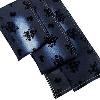 satın al Bayan Kot Pantolon veya Ceket İçin Siyah Gül Kabartmalı Kot Kumaş Dimili Stil Esnek Çevrimiçi üretim