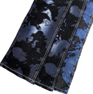 satın al Maillard Stili Siyah Flocked Denim Kumaş Koyu Mavi 70% Pamuk Jeans için Eşsiz Tasarım Çevrimiçi üretim