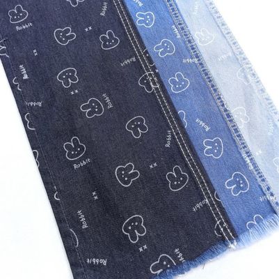 Çocuklar kot ceket gömlek basılı kumaş sevimli tavşan 6 oz denim