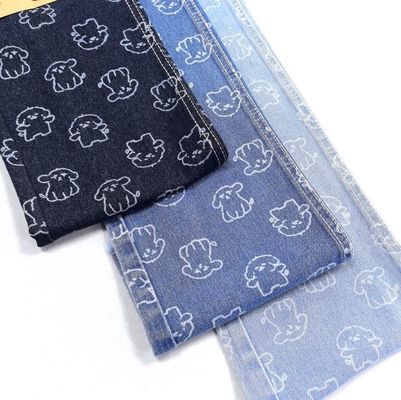75% Pamuk 25% Poliester Küçük Köpek Hayvan Baskı Denim Kumaş 180cm 9.5oz
