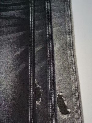 11.3oz Süper Yumuşak Ağır Ağırlıklı Pamuk Poliester Siyah/Siyah Denim Kumaş JSD3250A moda kot pantolon için