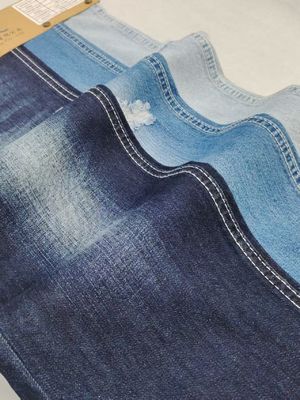 85% Pamuk 15% Polyester Non-Stretch Denim Kumaş 8.3oz Karanlık Indigo bayan kot pantolon için